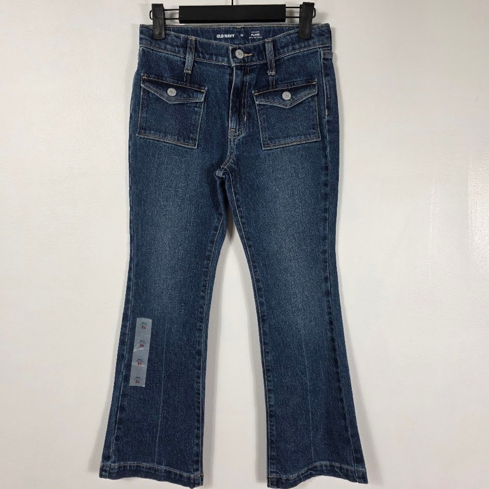 Old Navy Kids Girls High Rise Flare Jeans Blue Size 12‎ Built In Tough Denim